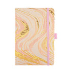 A5 Pink Gold Marble Embroidered Fabric Hardcover Notebook