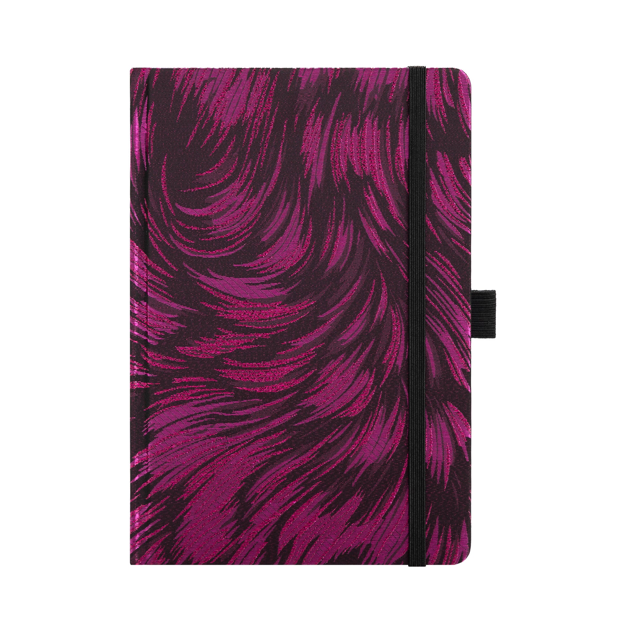 A5 Purple Black Feather Embroidered Fabric Hardcover Notebook