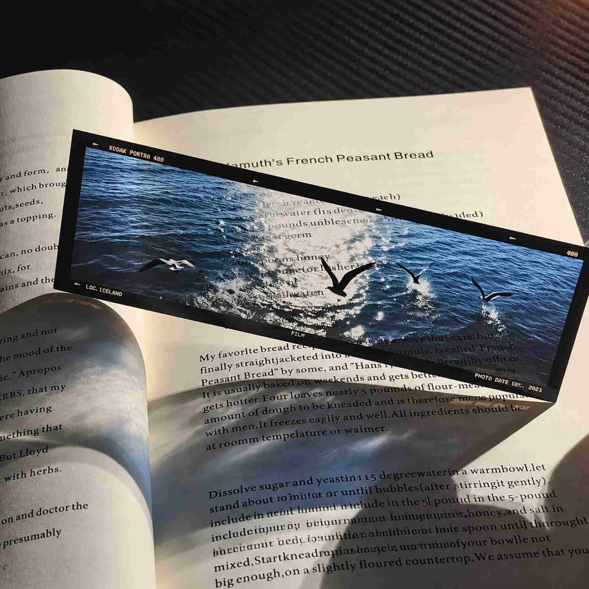 Film frame acrylic bookmark – seagulls over ocean waves