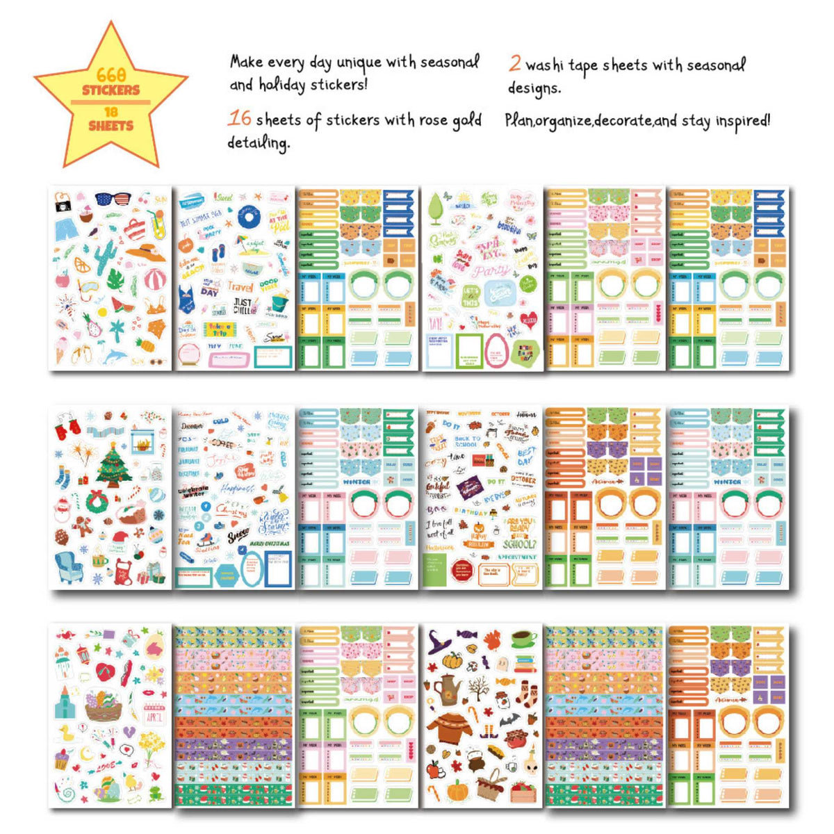 Seasonal Planner Art Paper Sticker Set