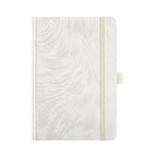 A5 Silver Feather Embroidered Fabric Hardcover Notebook