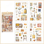 Travel Transparent PET Sticker Set, Yellow Theme 4-Sheet Pack Display