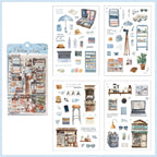 Travel Transparent PET Sticker Set, Blue Theme 4-Sheet Pack Display
