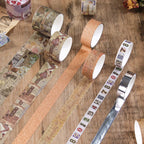 Vintage Elegance Washi Tape Set 24 Rolls Multi-Width, Assorted Rolls Showing Different Widths