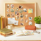 Vintage Postal Collage Stickers, Cork Board Display with Assorted Stickers, Calendar and Desk Accessories