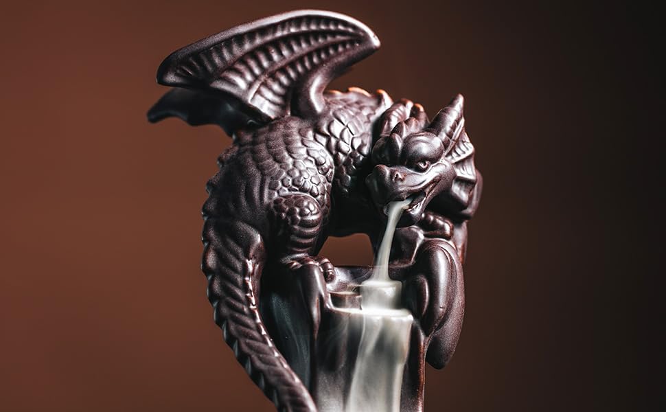 Dragon Ceramic Waterfall Incense Holder, Cool Dragon Decor, Backflow Incense Burner, Incense Fountain Home Room Decor, Awesome Gift