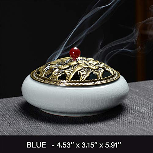 Ceramic Incense Burner, Alloy Cover Incense Holder for Coil, Stick, Daily Aromatherapy Necessities for Home, Office