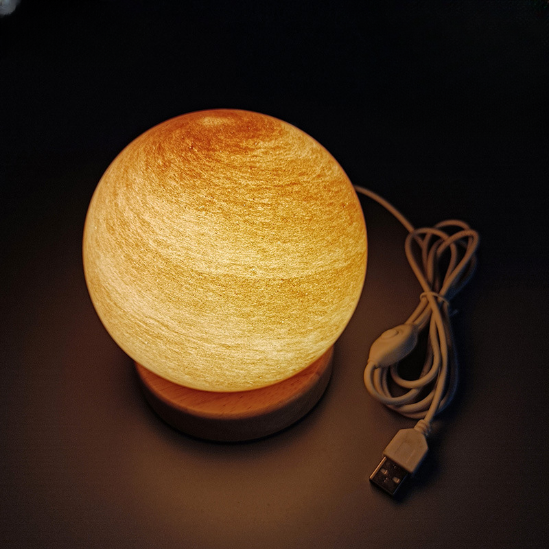 Bedside Lamp, 3D Planet Lamp, ‎Glass Moon Lamp 3 Light Models,Moon Night Light Gift for Girls Boys Kid Birthday Valentine's Day Gift