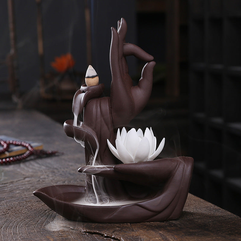 Lotus Backflow Incense Holder Incense Burner with 20pcs Incense Cone +30 Incense Sticks, Waterfall Incense Holder Incense Burner