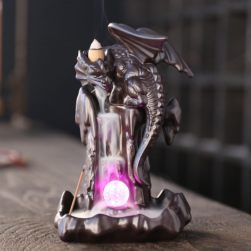 Dragon Backflow Incense Holder Waterfall Incense Burner, Aromatherapy Ornamental for Home Office Yoga