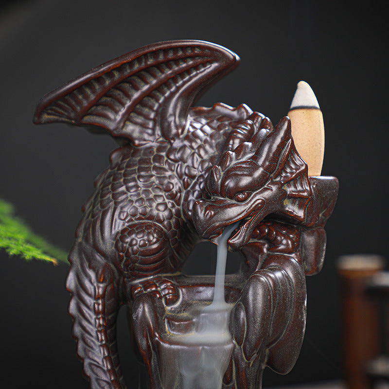 Dragon Ceramic Waterfall Incense Holder, Cool Dragon Decor, Backflow Incense Burner, Incense Fountain Home Room Decor, Awesome Gift