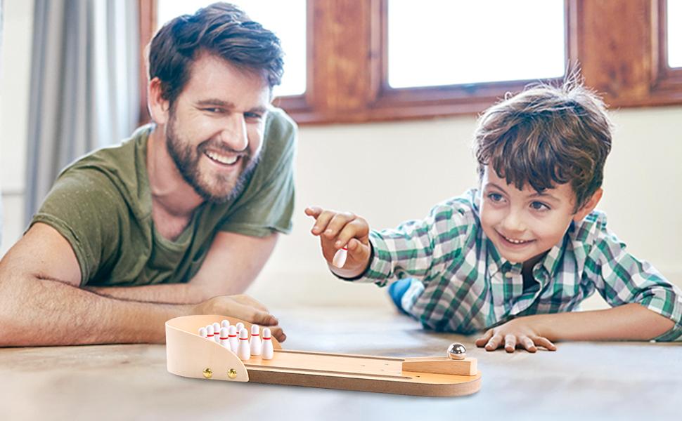 Mini Bowling Set, Wooden Tabletop Bowling Game Desk Toys Desktop Bowling Home Bowling Alleys, Desk Gifts for Coworkers