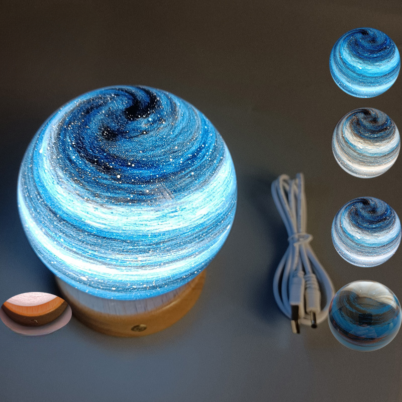 Bedside Lamp, 3D Planet Lamp, ‎Glass Moon Lamp 3 Light Models,Moon Night Light Gift for Girls Boys Kid Birthday Valentine's Day Gift