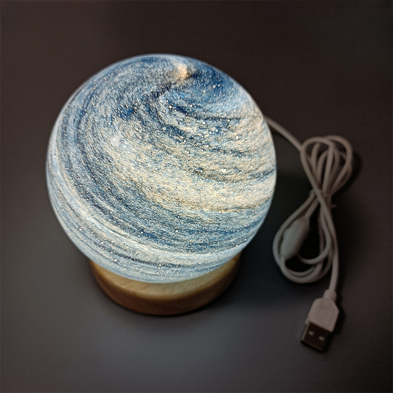 Bedside Lamp, 3D Planet Lamp, ‎Glass Moon Lamp 3 Light Models,Moon Night Light Gift for Girls Boys Kid Birthday Valentine's Day Gift