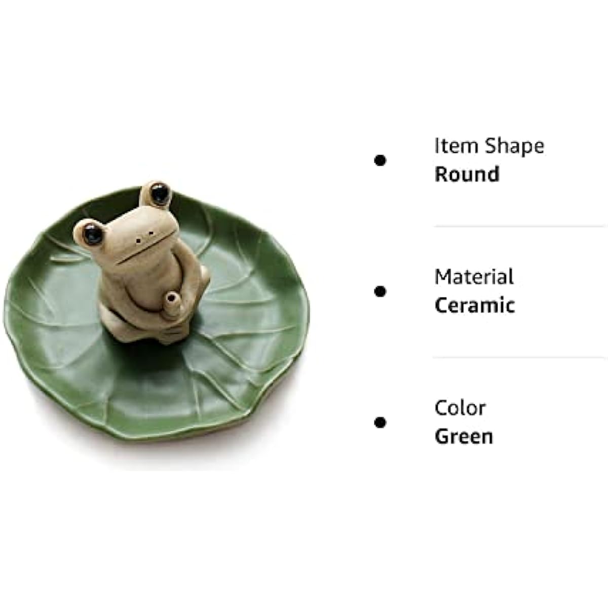 100% Handmade Ceramic Stick Incense Burner Holder,Small Frog Incense,Lotus Leaf Tray,Mini Cute Animal Statue Home Incense Burner