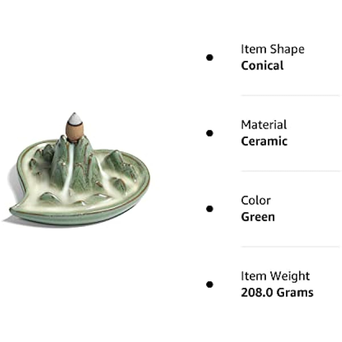 Waterfall Backflow Incense Burner Ceramic, Handmade Small Portable Censer Incense Cone Holder Fountain, Aromatherapy Ornament Home Decor Yoga Meditation Relaxation Office Gift, Mountain