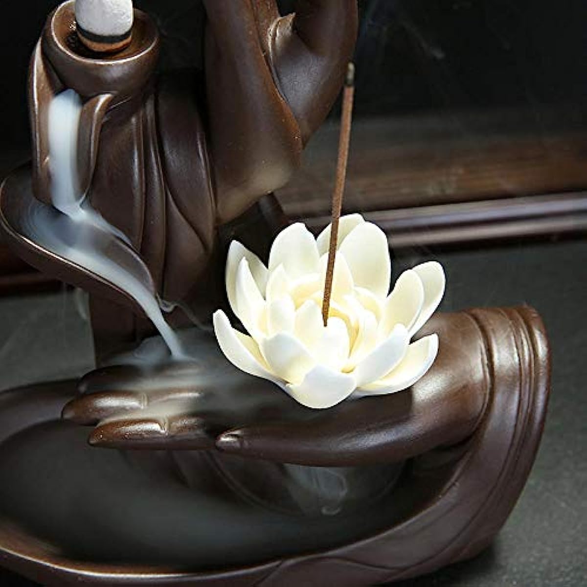 Lotus Backflow Incense Holder Incense Burner with 20pcs Incense Cone +30 Incense Sticks, Waterfall Incense Holder Incense Burner