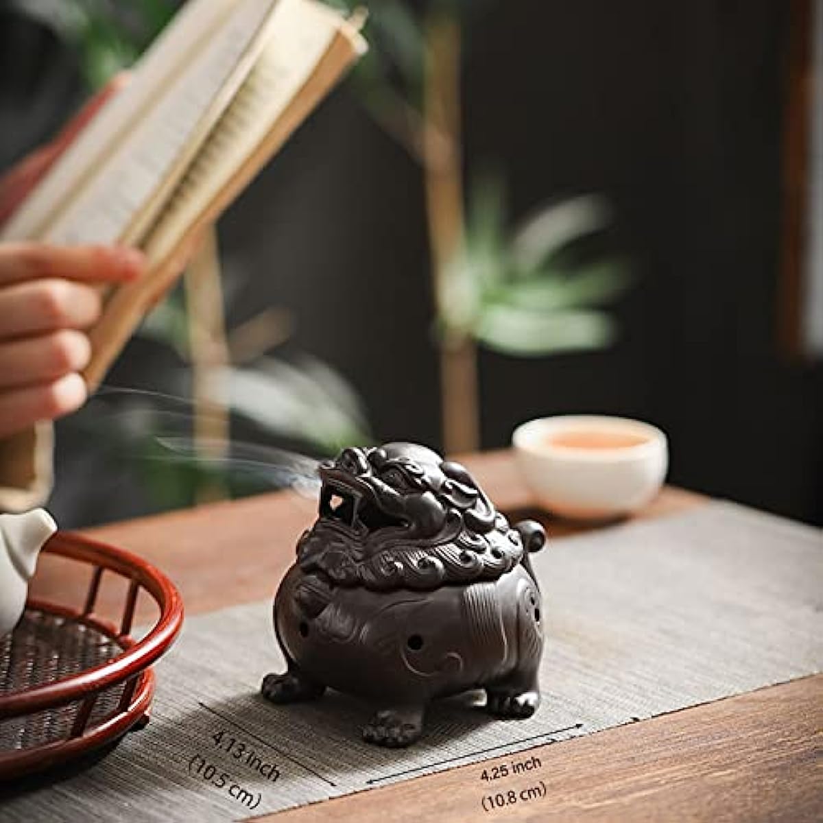 Pixiu Incense Burner for sage/Cones/Coil Incense, Handicraft Ceramic backflow Incense Burner, Aromatherapy Ornament Cool Home bedroome Decor , Gifts for Meditation Accessories & Yoga