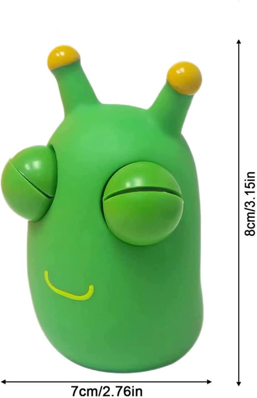 Squishy Squeeze Toy, Funny Grass Worm Pinch Toy, Green Eye Bouncing Worm Squeeze Toy, Novelty Fun Squeeze Stress Relief Toys for Adults Kids Gift Cool Gadgets