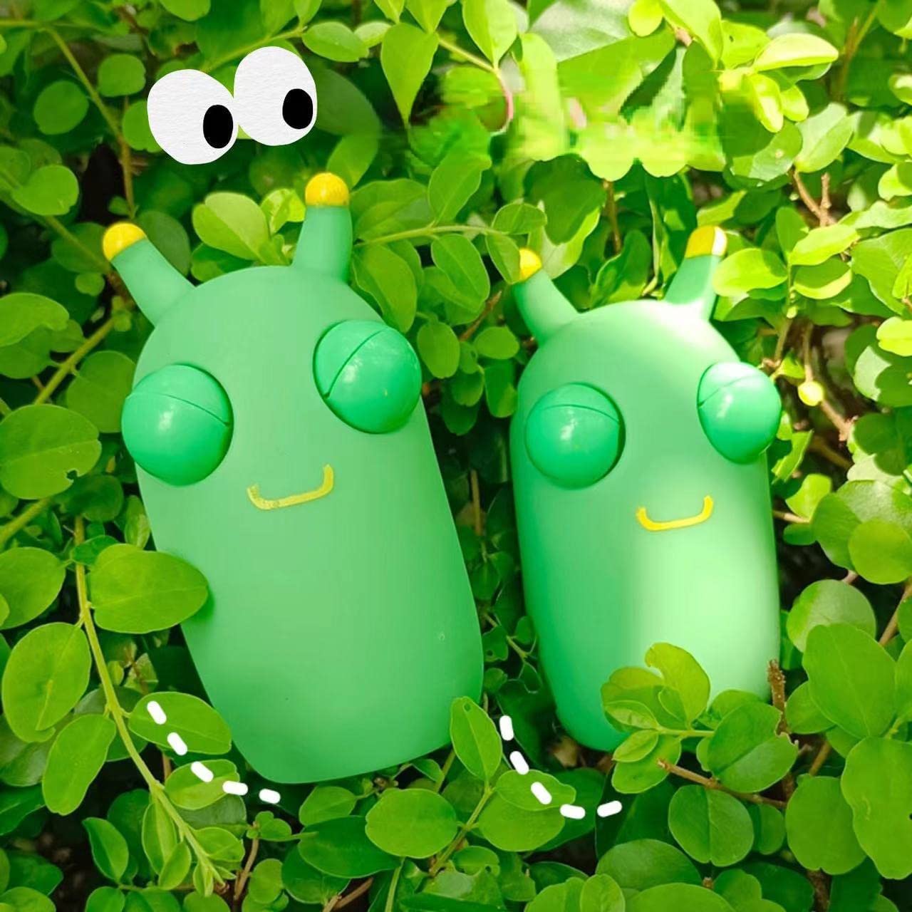 Squishy Squeeze Toy, Funny Grass Worm Pinch Toy, Green Eye Bouncing Worm Squeeze Toy, Novelty Fun Squeeze Stress Relief Toys for Adults Kids Gift Cool Gadgets