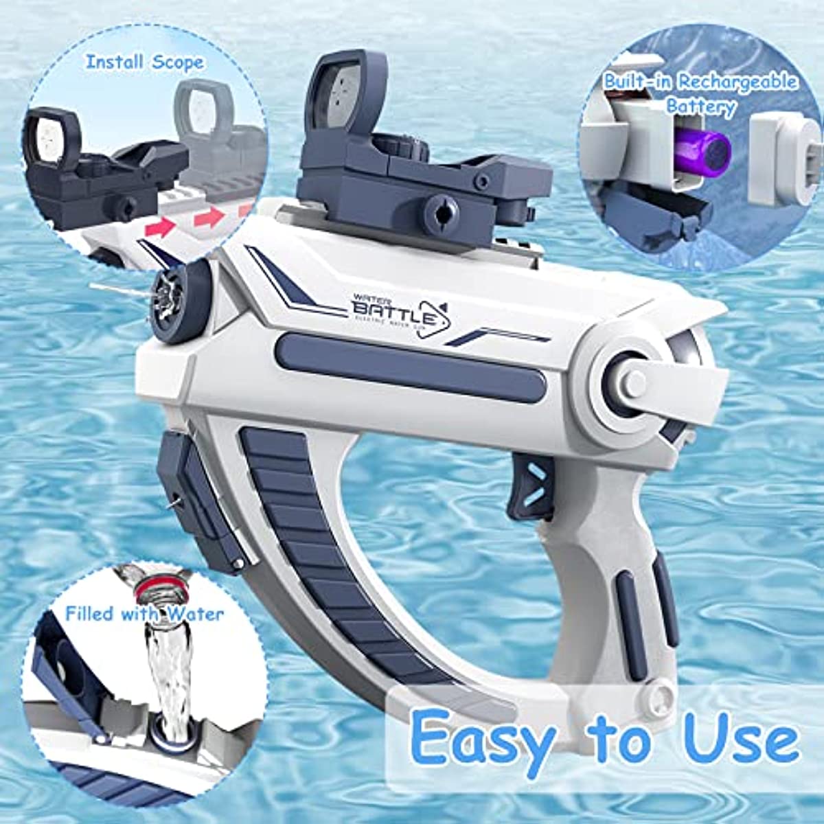 Electric Water Gun Automatic 32 Ft Range Water Guns for Kids Water Guns for Adults Toy for Outdoor Pool Party Beach Outdoor Activity