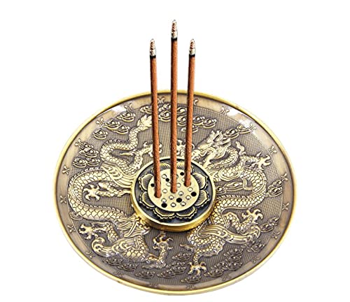 Incense Stick Holder, Brass Incense Burner 9 Incense Holes with Detachable Ash Catcher Retro and Elegant Fragrance Accessories