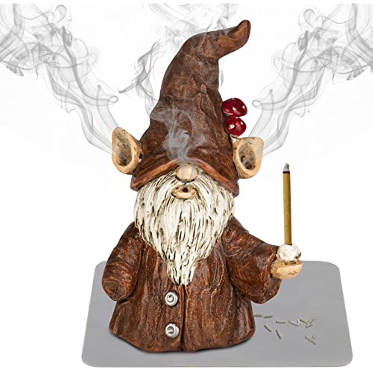 Gnome Incense Holder for Sticks, Incense Cone Burner Ornaments, Gnome Decor for Desk, Unique Gnome Gifts for Women Men