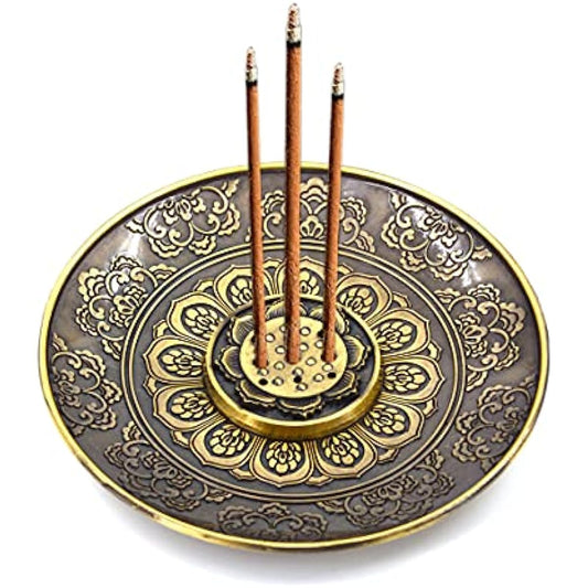 Incense Stick Holder, Brass Incense Burner 9 Incense Holes with Detachable Ash Catcher Retro and Elegant Fragrance Accessories