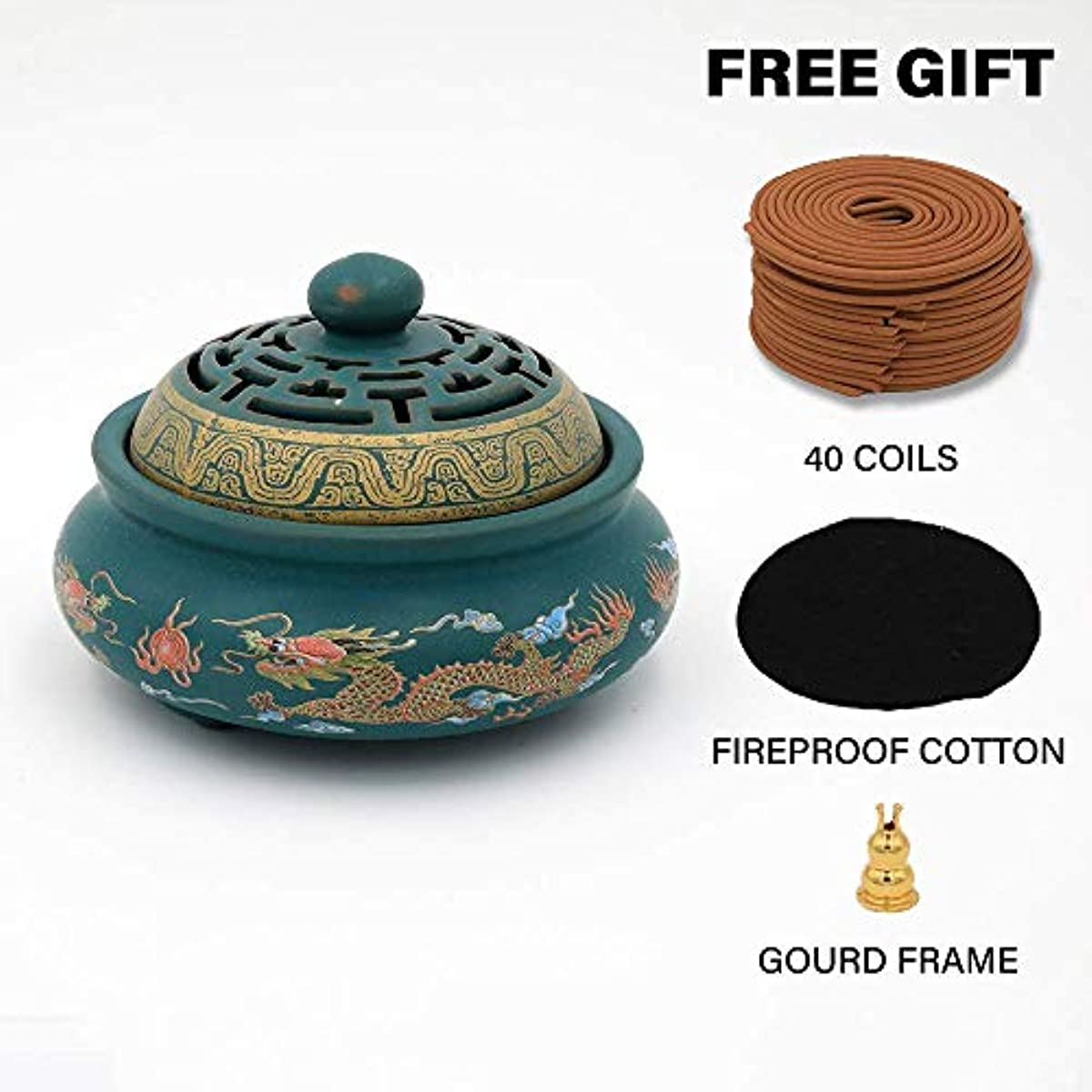 Ceramic Incense Burner Incense Coil, Incense Holder for Cones, Stick, Air Purification, Home Decoration, Aromatherapy, Meditation, Relaxation