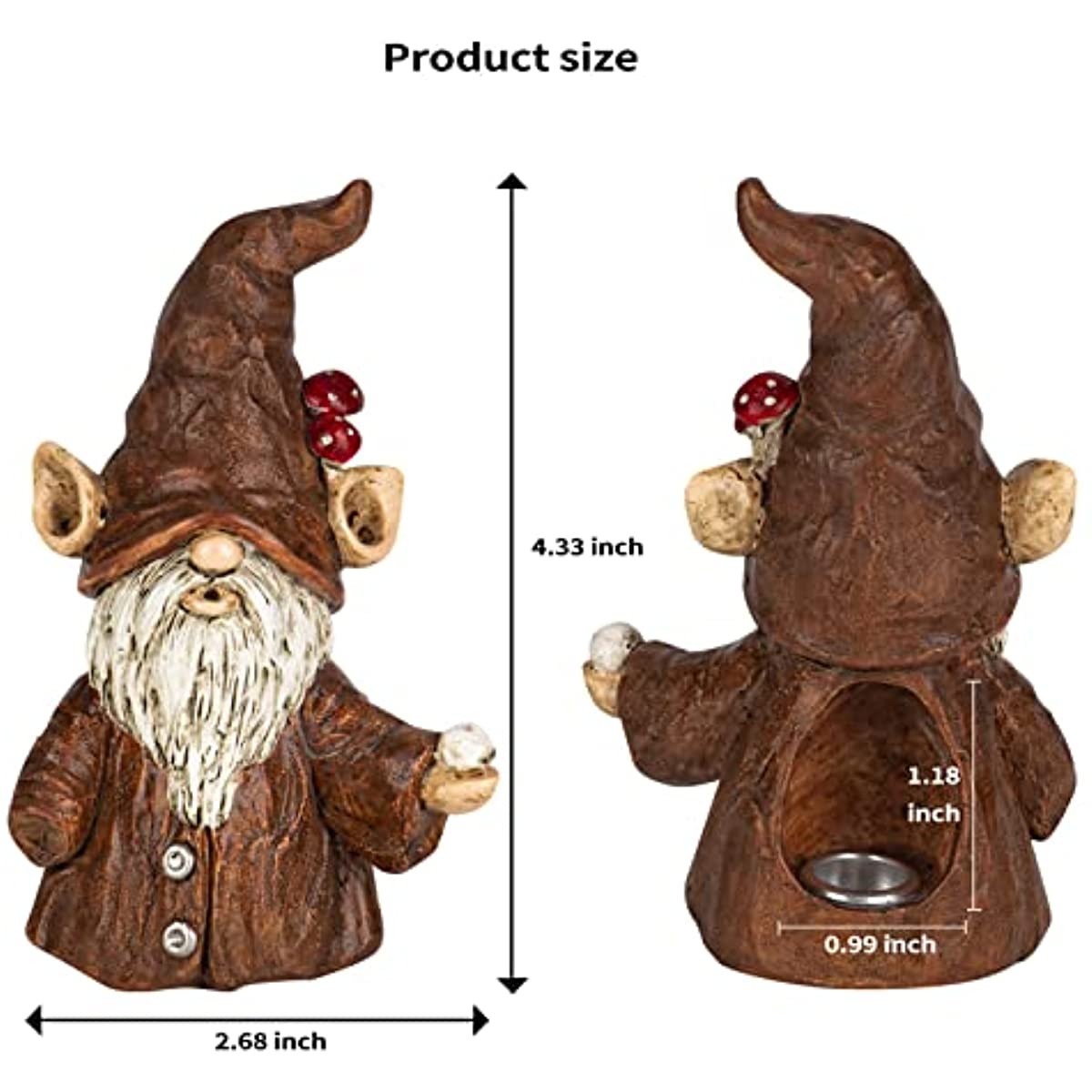 Gnome Incense Holder for Sticks, Incense Cone Burner Ornaments, Gnome Decor for Desk, Unique Gnome Gifts for Women Men