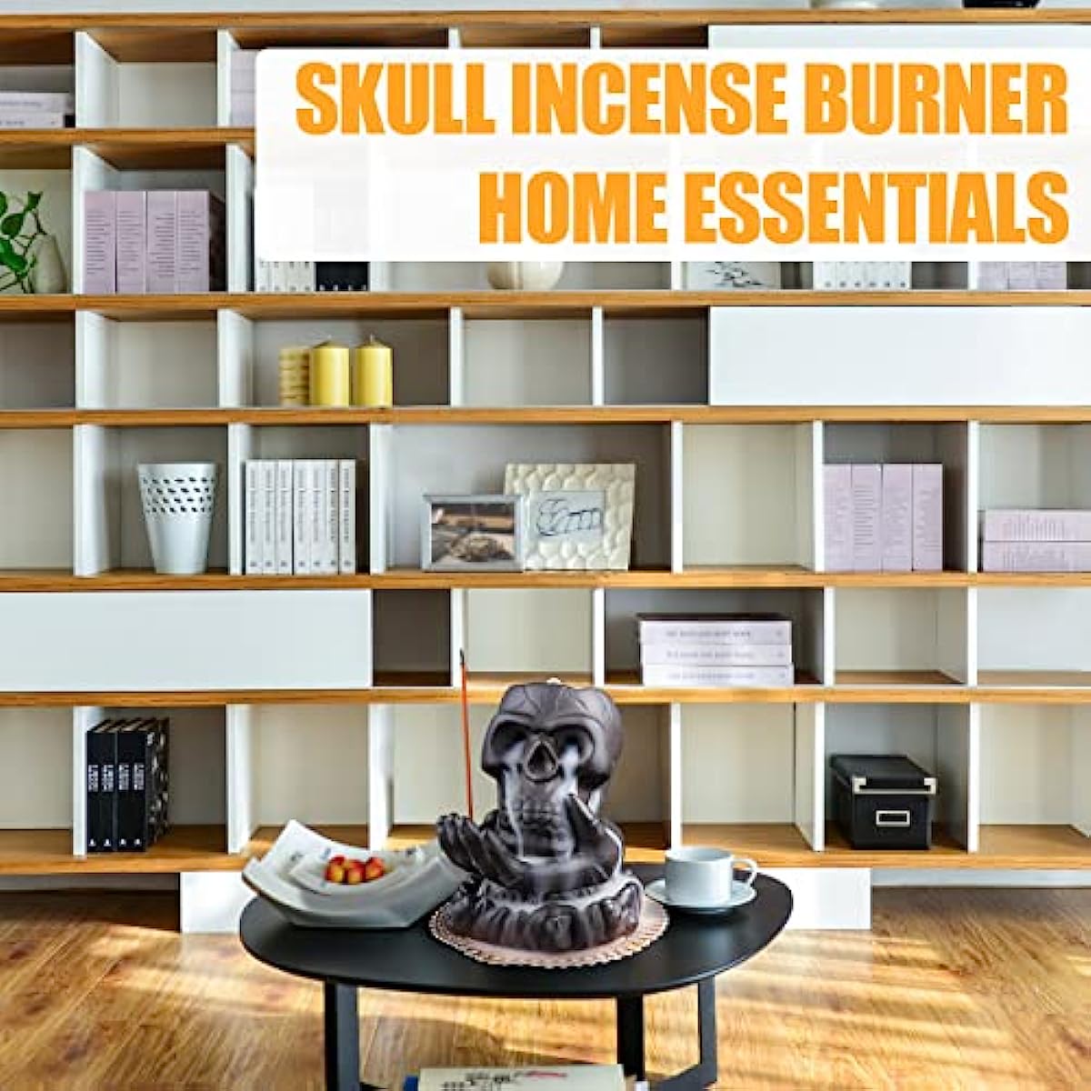 Skull Incense Burner,Waterfall Incense Burners with 20 backflow Incense Cones, Ceramic Backflow Incense Holder for Room Decor