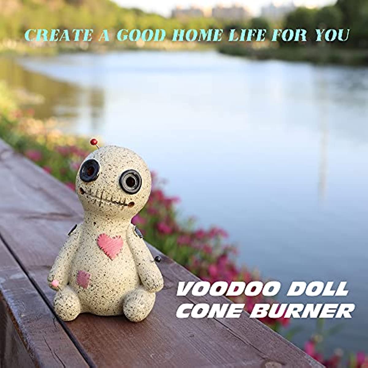 Voodoo Doll Cone Burner, Smoke Coming Out of The Eyes and Corners of The Mouth, Voodoo Doll Incense Burner Desktop Resin Ornament for Yoga Room, Ornament Handmade Craft for Home Decoration(Right)