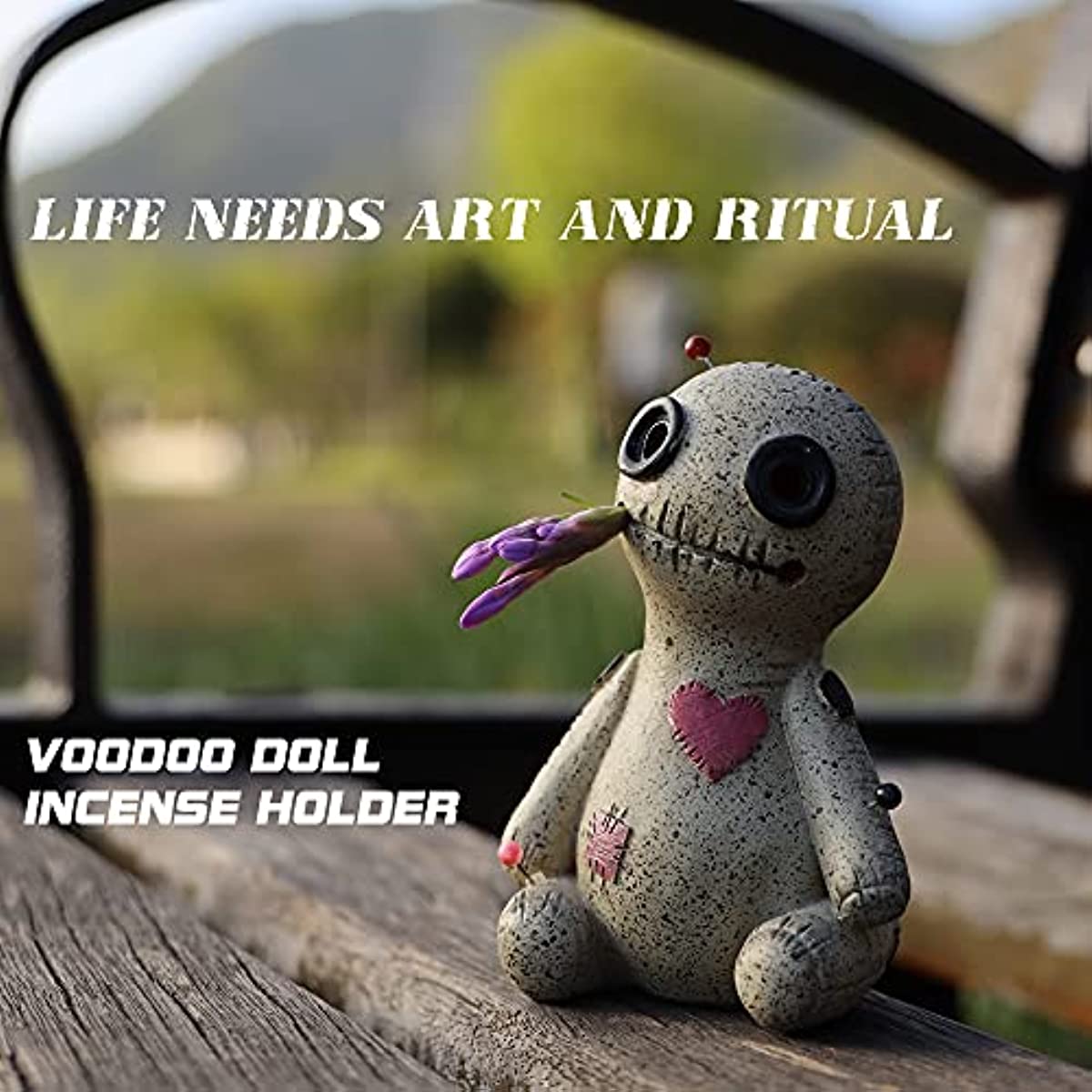 Voodoo Doll Cone Burner, Smoke Coming Out of The Eyes and Corners of The Mouth, Voodoo Doll Incense Burner Desktop Resin Ornament for Yoga Room, Ornament Handmade Craft for Home Decoration(Right)