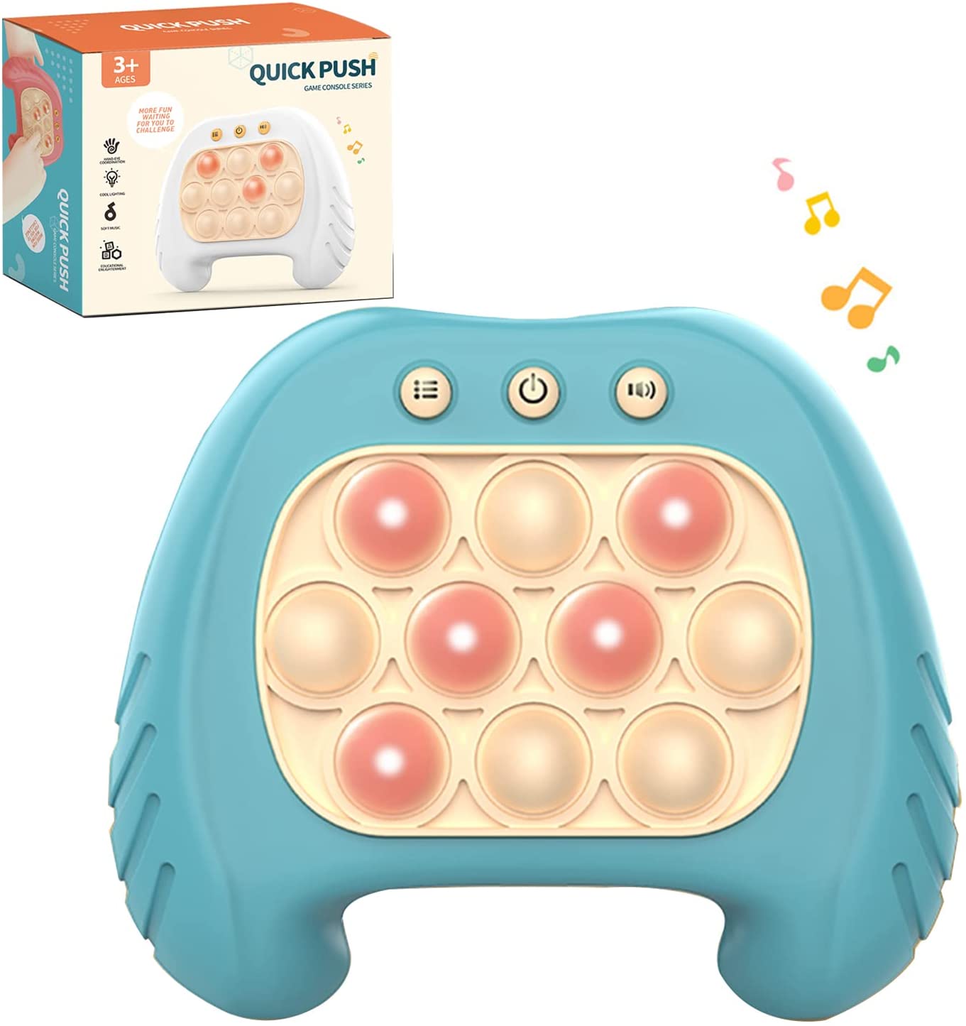 Speed Push Game Machine Puzzle Pop Game Machine Creative Decompression Game Console,  Light Up Game Fidget Travel Games Toy for 3+ Years Old Toys Birthday Gift (White)