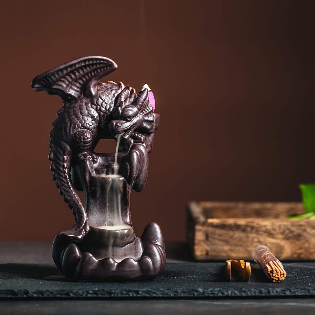 Dragon Ceramic Waterfall Incense Holder, Cool Dragon Decor, Backflow Incense Burner, Incense Fountain Home Room Decor, Awesome Gift