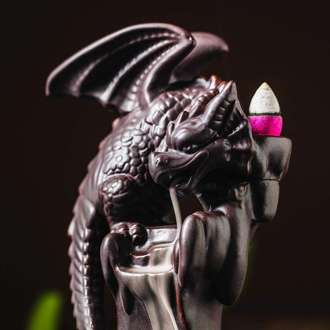 Dragon Ceramic Waterfall Incense Holder, Cool Dragon Decor, Backflow Incense Burner, Incense Fountain Home Room Decor, Awesome Gift