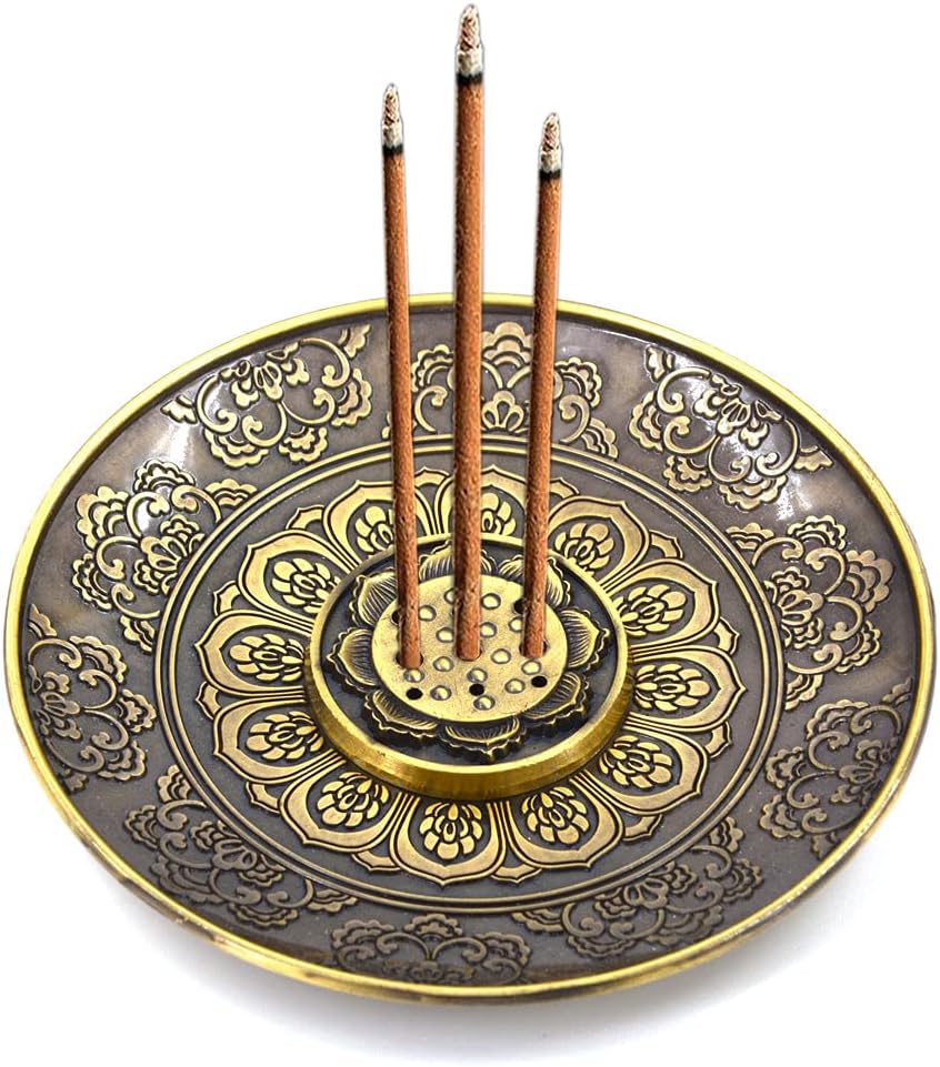 Incense Stick Holder, Brass Incense Burner 9 Incense Holes with Detachable Ash Catcher Retro and Elegant Fragrance Accessories