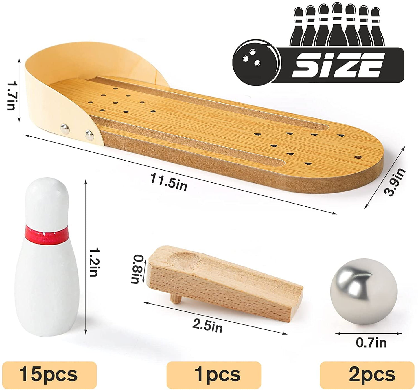 Mini Bowling Set, Wooden Tabletop Bowling Game Desk Toys Desktop Bowling Home Bowling Alleys, Desk Gifts for Coworkers