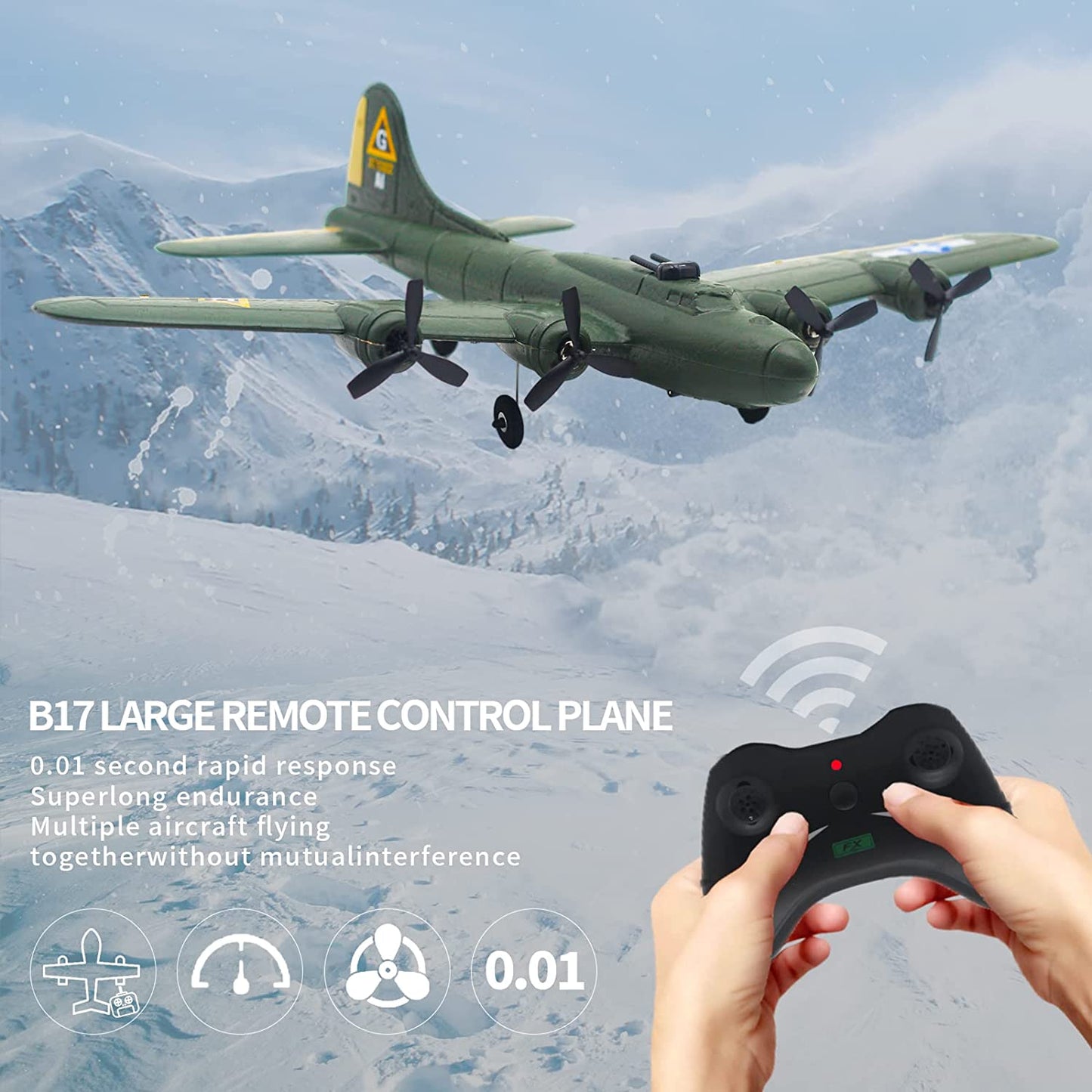 B-17 RC Plane Ready to Fly, Easy to Fly RC Glider for Kids & Beginners, Hobby Remote Control Airplane for Adults, RC Airplanes for Boys