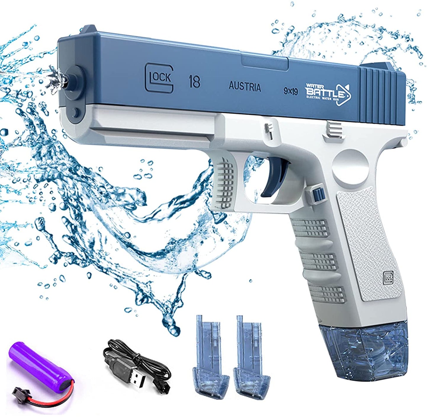 Electric Water Gun, 32 Ft Range Automatic Water Gun, 420Cc+58Cc High Capacity Squirt Guns Water Guns for Adults Suitable for Pool Beach Party Games