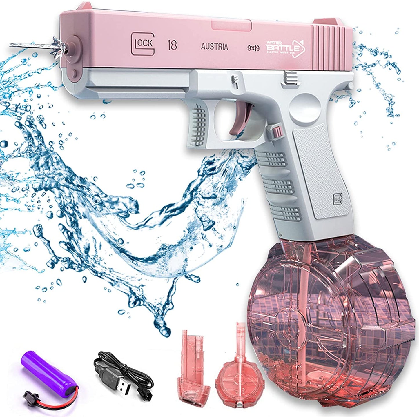 Electric Water Gun, 32 Ft Range Automatic Water Gun, 420Cc+58Cc High Capacity Squirt Guns Water Guns for Adults Suitable for Pool Beach Party Games