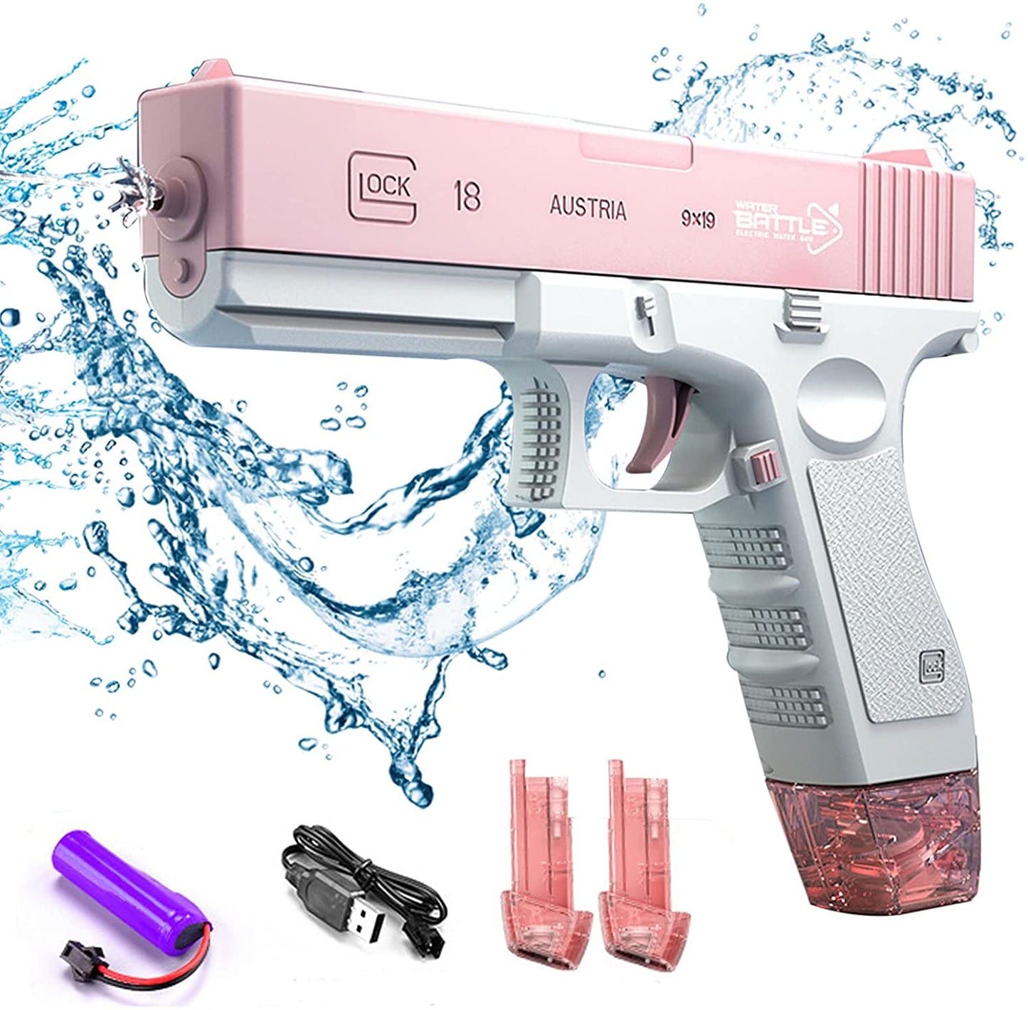 Electric Water Gun, 32 Ft Range Automatic Water Gun, 420Cc+58Cc High Capacity Squirt Guns Water Guns for Adults Suitable for Pool Beach Party Games