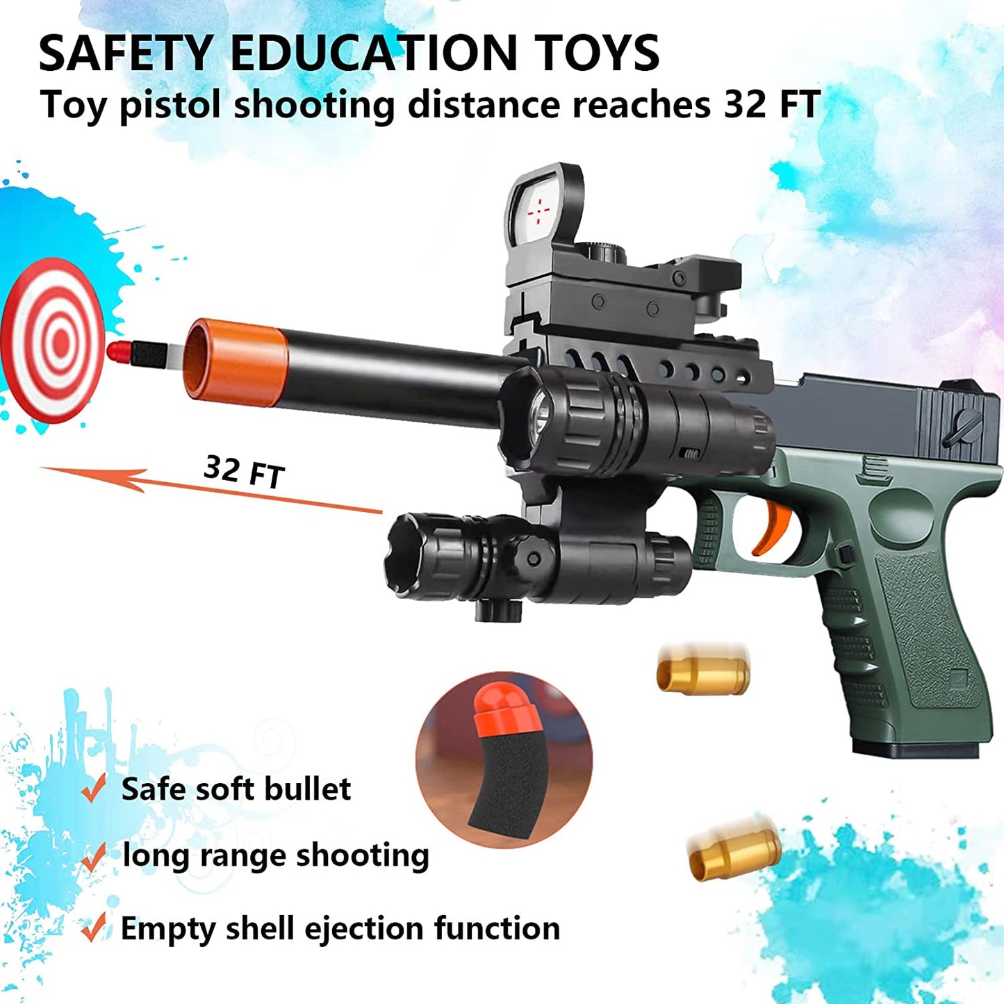 Toy Gun, Soft Foam Bullets, Safety Soft Bullet Toy Gun, a Cool Toy Pistol. Great Gift for Boys and Girls