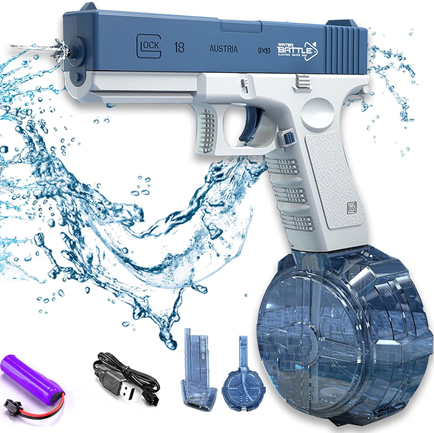 Electric Water Gun, 32 Ft Range Automatic Water Gun, 420Cc+58Cc High Capacity Squirt Guns Water Guns for Adults Suitable for Pool Beach Party Games