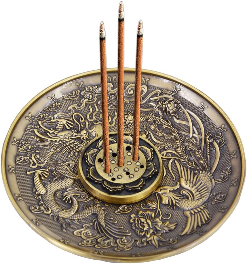 Incense Stick Holder, Brass Incense Burner 9 Incense Holes with Detachable Ash Catcher Retro and Elegant Fragrance Accessories