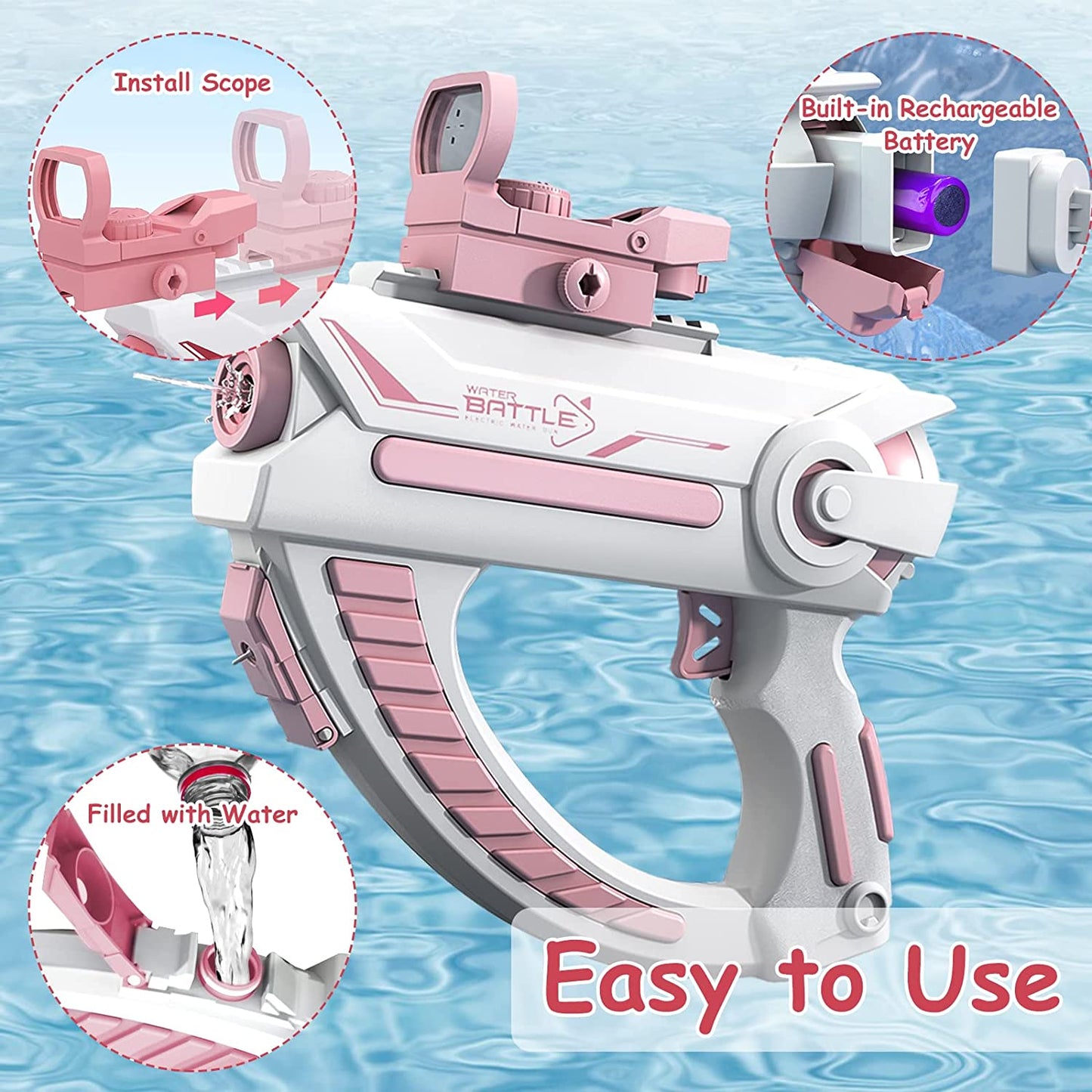 Electric Water Gun Automatic 32 Ft Range Water Guns for Kids Water Guns for Adults Toy for Outdoor Pool Party Beach Outdoor Activity