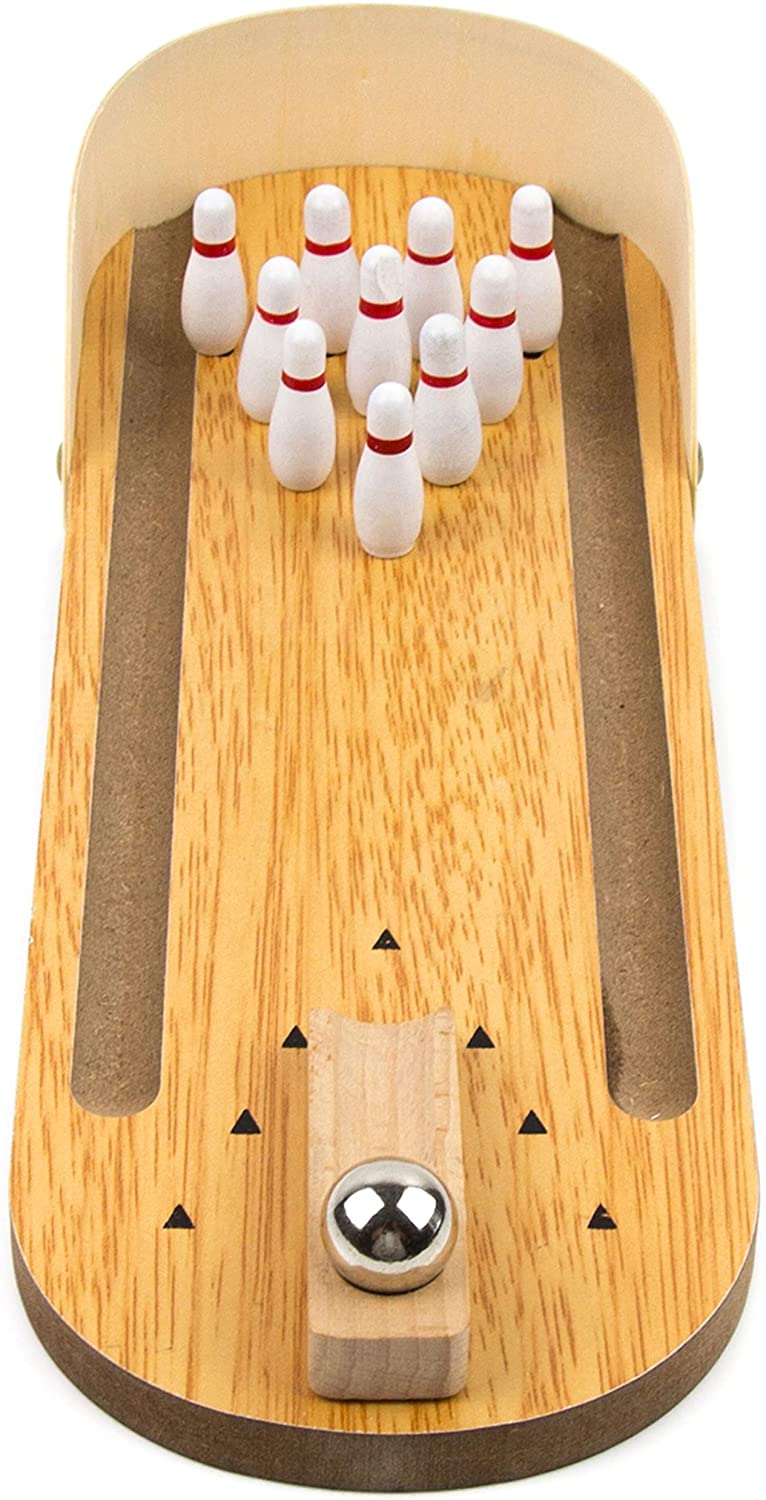 Mini Bowling Set, Wooden Tabletop Bowling Game Desk Toys Desktop Bowling Home Bowling Alleys, Desk Gifts for Coworkers