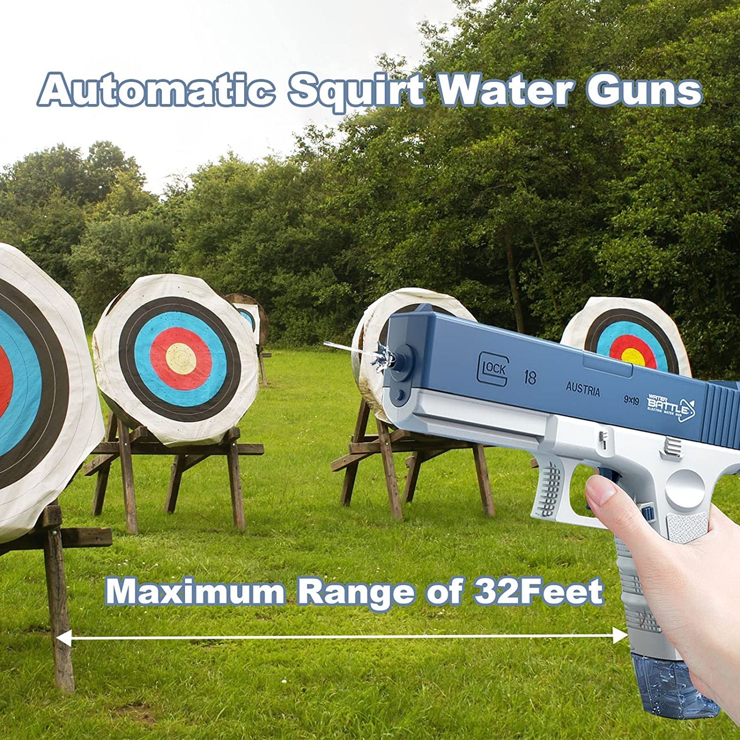 Electric Water Gun, 32 Ft Range Automatic Water Gun, 420Cc+58Cc High Capacity Squirt Guns Water Guns for Adults Suitable for Pool Beach Party Games