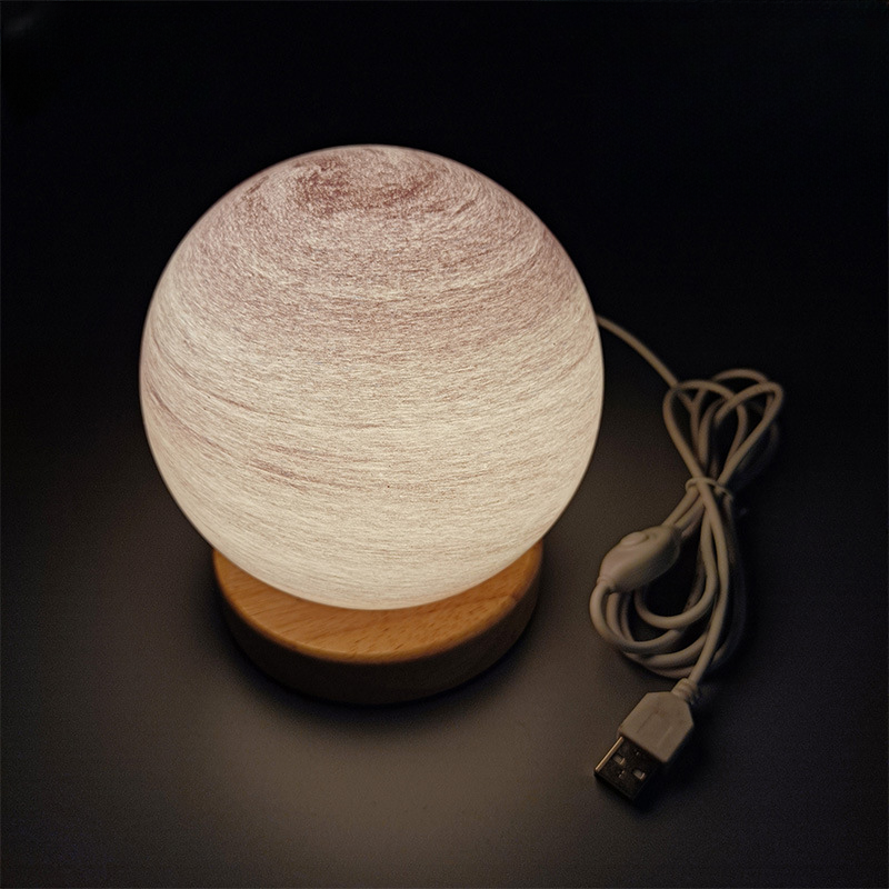 Bedside Lamp, 3D Planet Lamp, ‎Glass Moon Lamp 3 Light Models,Moon Night Light Gift for Girls Boys Kid Birthday Valentine's Day Gift