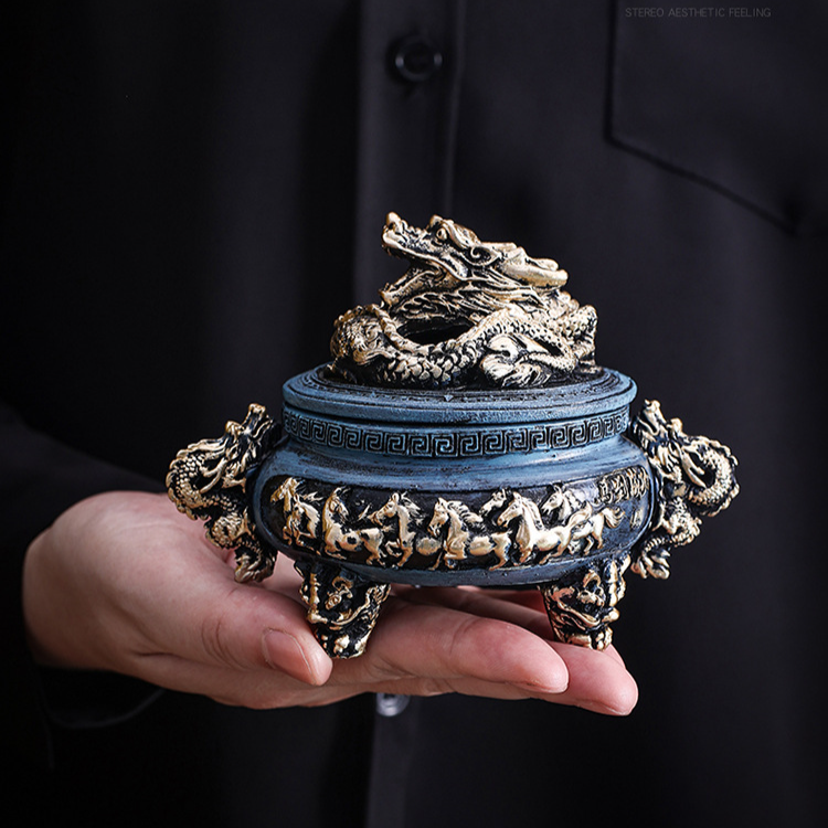 Resin  Incense Burner 1Pc Incense Holder Antique Bronze Dragon Incense Burner for Home Decoration